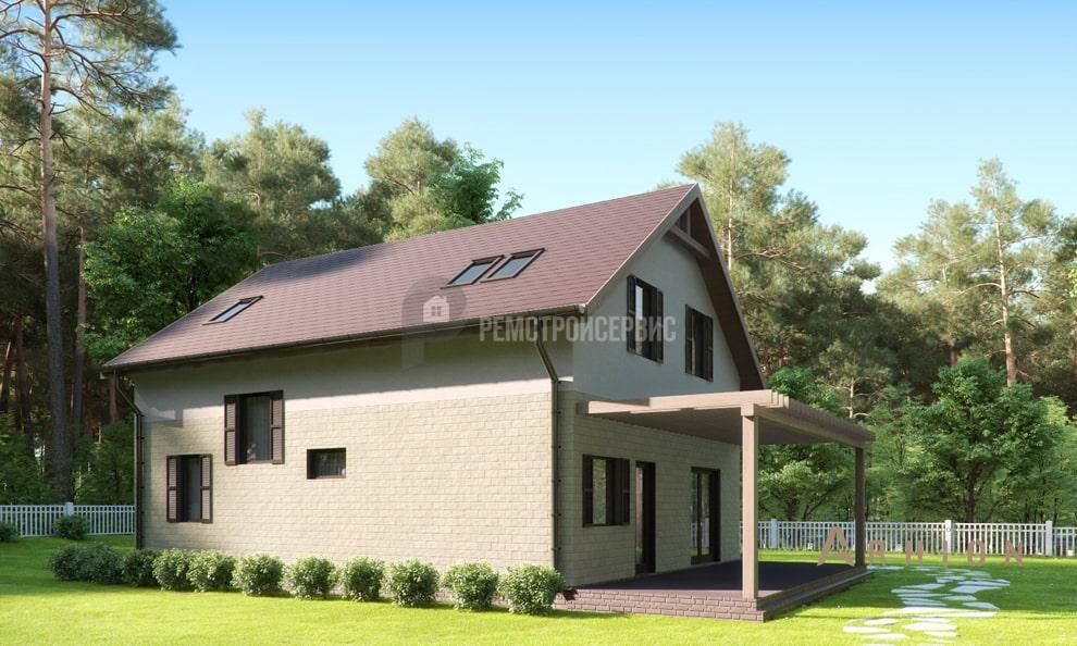 2. Проект одноэтажного дома в европейском стиле с многоскатной кровлей, t-35-01, площадью - 155 кв c мансардой, терассой, балконом